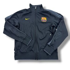 Vintage FC Barcelona Track Jacket Nike Mens Medium Black Soccer Full Zip Warm Up